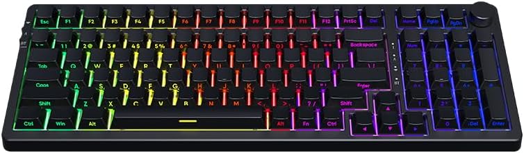 FIRSTBLOOD ONLY GAME. AK992 Hot-Swappable 2.4G Wireless/Bluetooth 5.0/USB Wired Triple Mode Mechanical Keyboard, 98 Keys Full Layout, RGB Backlit, Brown Switches, Black Side Carving PBT Keycaps