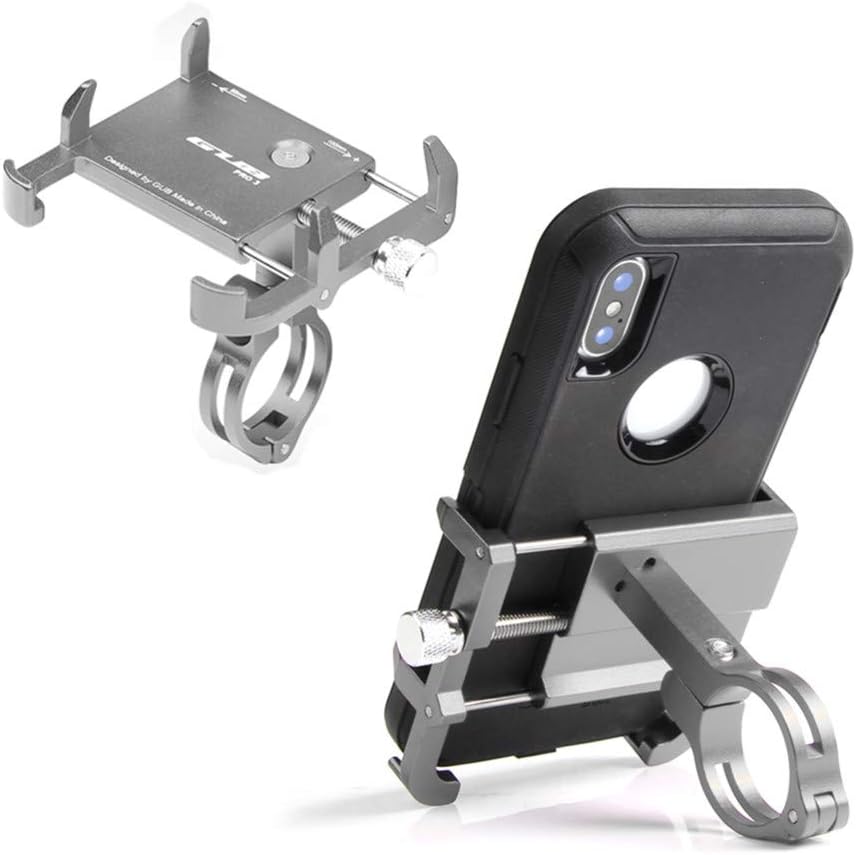GUB Thick Case Design Bike & Motorcycle Phone Mount Handlebar Holder Adjustable Compatible with iPhone XR Xs 7s 8 Plus,Compatible with SamsungS7/S6/Note5/4,Any Cell Phones with Thick Phone (Silver)