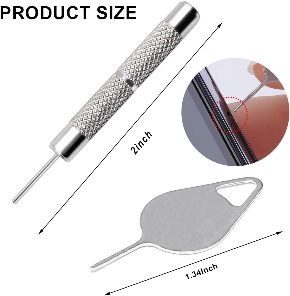 4 Pcs SIM Card Removal Openning Tool Tray Eject Pins Needle Opener Ejector Compatible with All iPhone Apple iPad HTC Samsung Galaxy Cell Phone Smartphone Watchchain Link Remover (Style E)