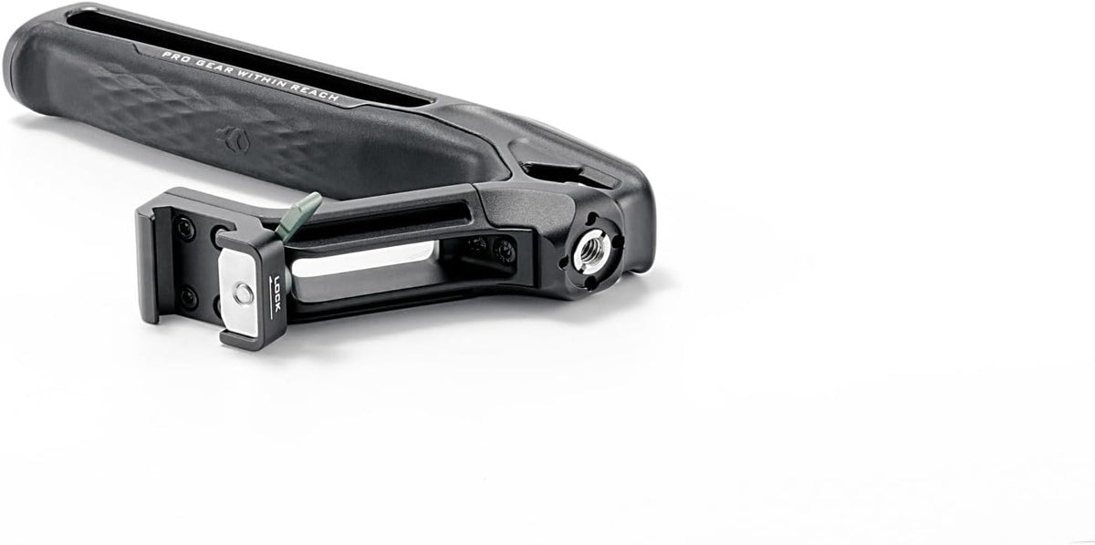 Tilta Xeno Top Handle for Filmmakers & Cameras - Black | Aluminum Alloy and Silicone Build | 1/4″-20 and 3/8″-16 Threads w/Locating Points | Safety Release Pin | Comfortable Handling (NATO)