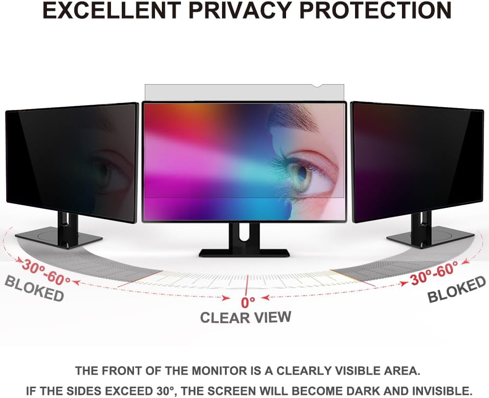 GUMIKE 2-PACK 24 inch Computer Privacy Screen Filter Suitable for 16:9 Aspect Ratio Widescreen Monitor - Blue Light Filter- Anti-Glare & Anti-Scratch Protector Film ([2-Pack] 24" Widescreen (16:9)