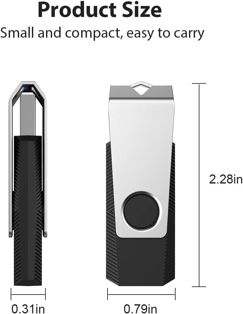 Aiibe 64GB Flash Drive 2 Pack 64GB USB Flash Drive Thumb Drive Zip Drive USB 2.0 Memory Stick USB Drive with Keychain (64G, 2 Colors: Black Green)