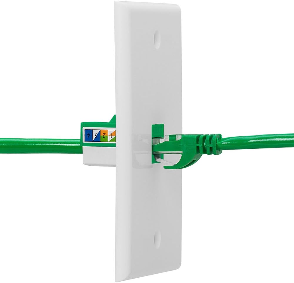 Cmple - 10 Pack Cat6 Keystone Jack Insert Punch Down RJ45 Connectors RJ45 Keystone Jack 90 Degree Female for Wall Plates, Patch Panels, Patch Cables, Ethernet Cables - Green