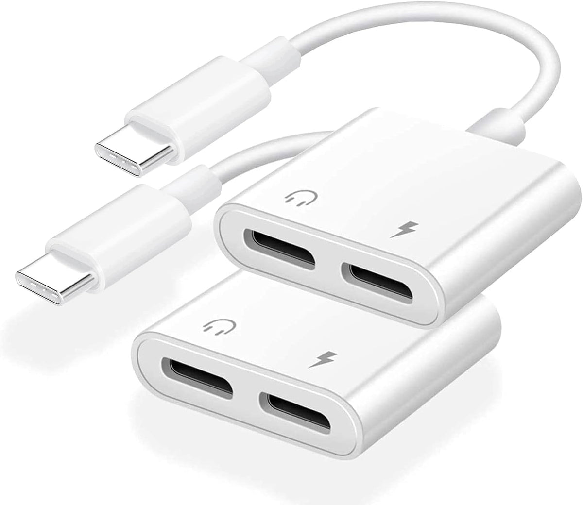 Dual USB C Headphone and Charger Adapter for iPhone 16,Dual USB C AUX + Charger Dongle Splitter Adapter Compatible with iPhone 16/16 Pro/16 Pro Max/15/15Pro/15Pro Max Support Call+Charging( 2Pack)