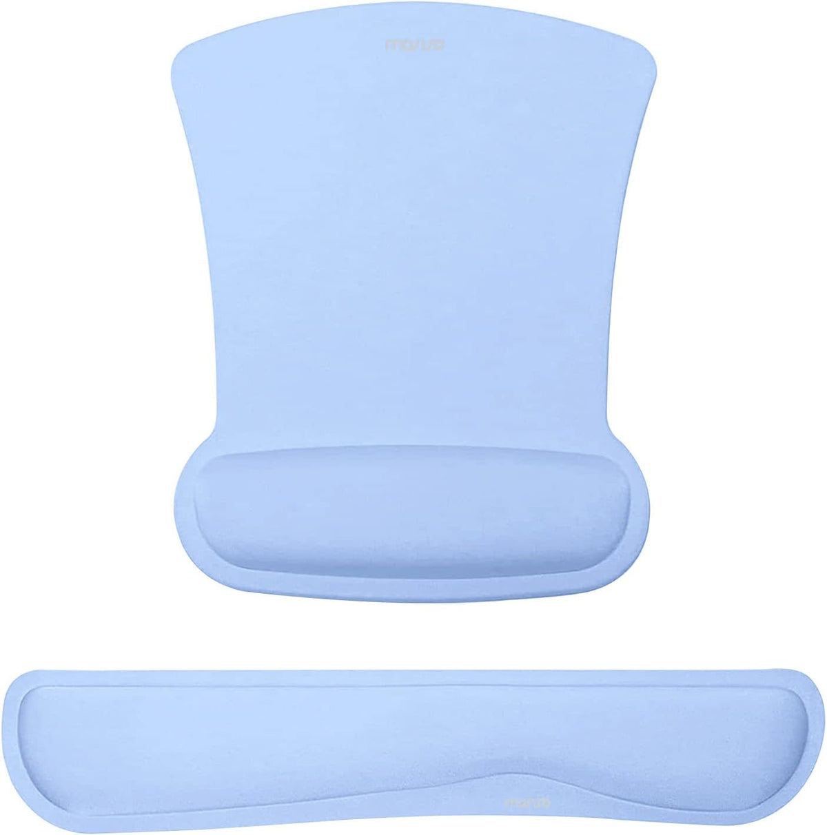 MOSISO Wrist Rest Support for Mouse Pad & Keyboard Set, Ergonomic Mousepad Non-Slip Base Home/Office Pain Relief & Easy Typing Cushion with Neoprene Cloth & Raised Memory Foam, Air Blue