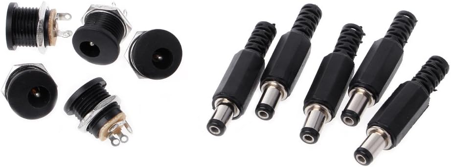 Hisocute 5 5.5mm 2.1mm Connector+5 Pcs X Male for Power Plug Pcs Screw Lock Female Banana Cable Connector Plug Screw
