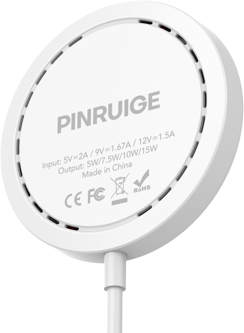 Magnetic Wireless Charger for iPhone 15W Wireless Charger Fast Mag Safe Wireless Charging Stand Pad Compatible for iPhone 16/16 Pro/Pro Max/15/14/13/12/Pro with Wall Charger for AC Adapter, White