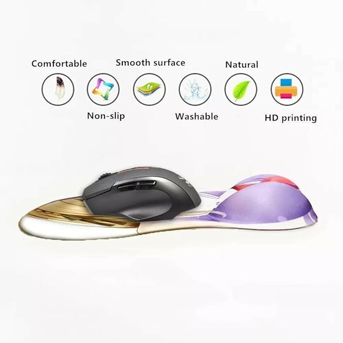 3D Mouse Pad Oppai Mousepad with Soft Gel Wrist Rest Anime Manga Gaming Boob pad Anti-Slip Mouse Mat （Catr 2）