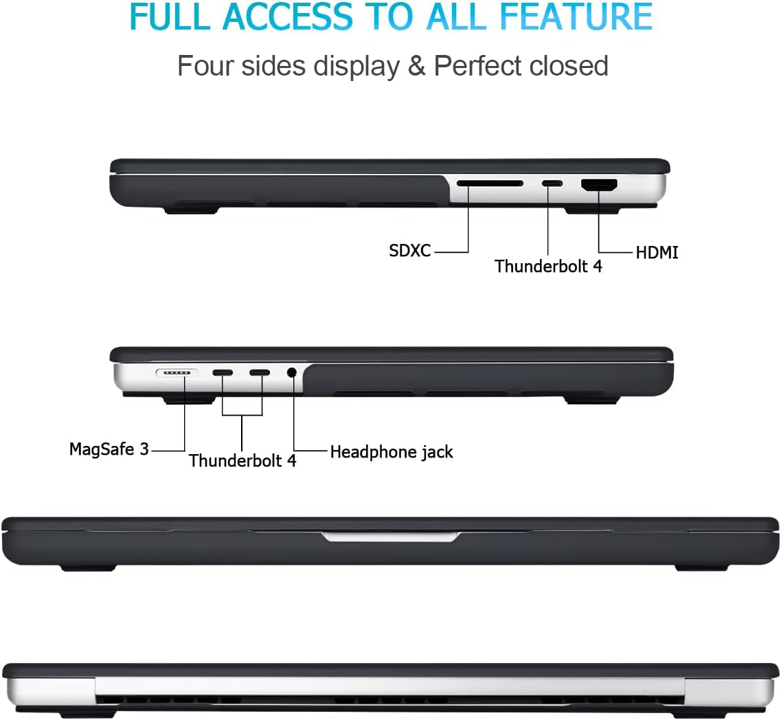 Mektron Case for MacBook Pro 16" M4 A3403 A3186 M3 A2991 M2 A2780 M1 A2485 (2021/2023/2024) Pro/Max with Touch ID, Hard Shell Plastic Laptop Cover Keyboard Cover Screen Protector, Black