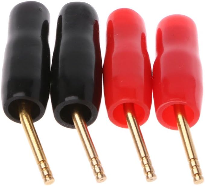 Hisocute 4 Pcs Wire Pin Plug Banana Plugs Speaker Screw Lock Cable Connectors Banana Cable Connector Plug Screw Solder