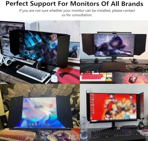 Foldable Anti-Glare Monitor Hood for 24-27 inch Screens Desktop Computer Sunshade with Adjustable 180° Angle Side Panel Display Shading Reduces Glare &amp Enhances Focus (1 Set)