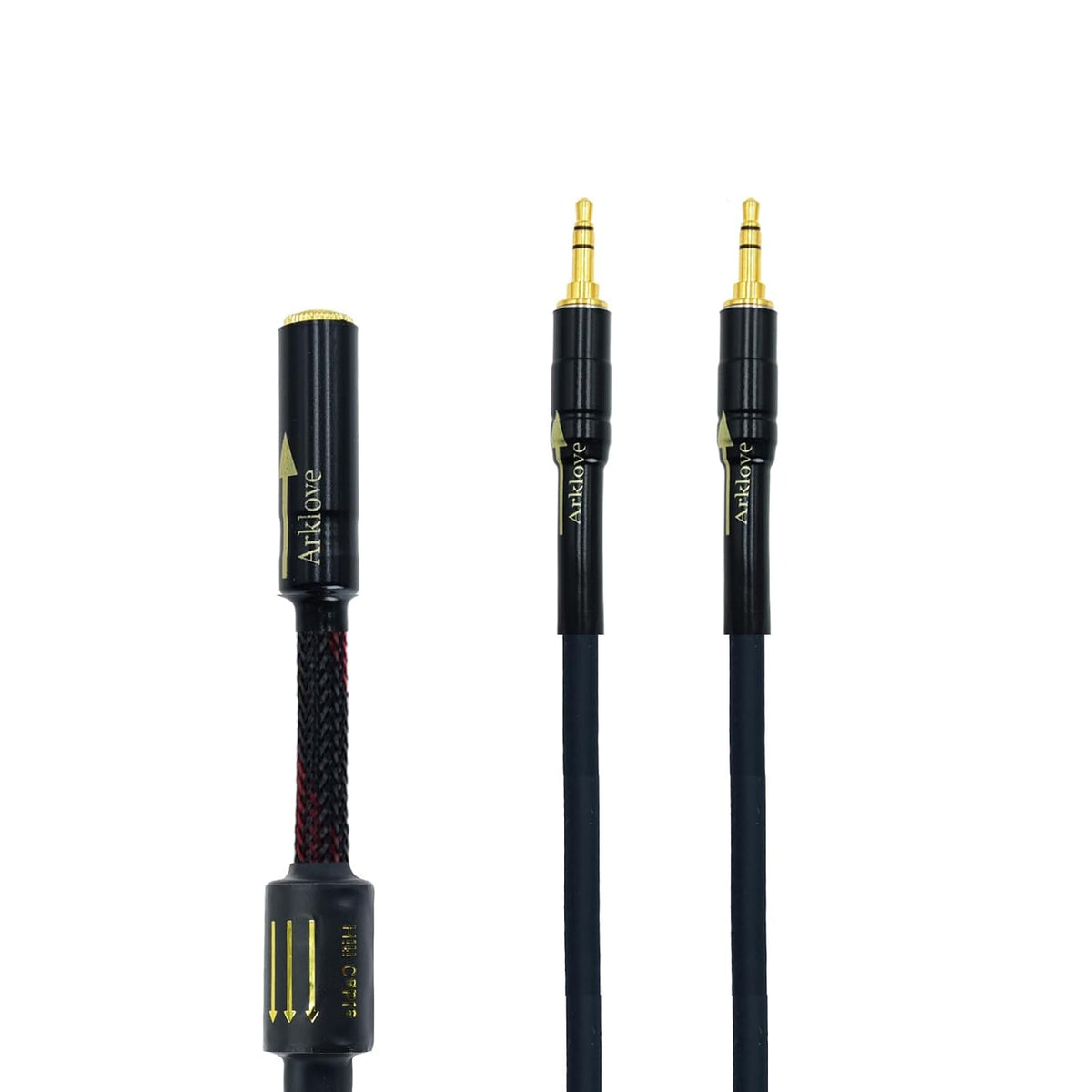 Arklove 3ft Shielded 1/8" aux Input 3.5mm Female 2X 3.5 Output Splitter Stereo Video Audio Cable Out 3.5 Male to Two 3.5 Male in Dual Speaker Cord 24k Gold Plated