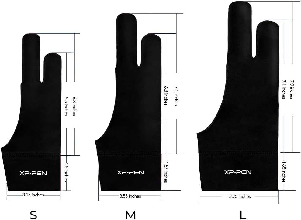 XPPen Artist Drawing Glove 2-Fingers Glove for Graphics Drawing Tablet Suitable for Right Hand and Left Hand (Size M) Black