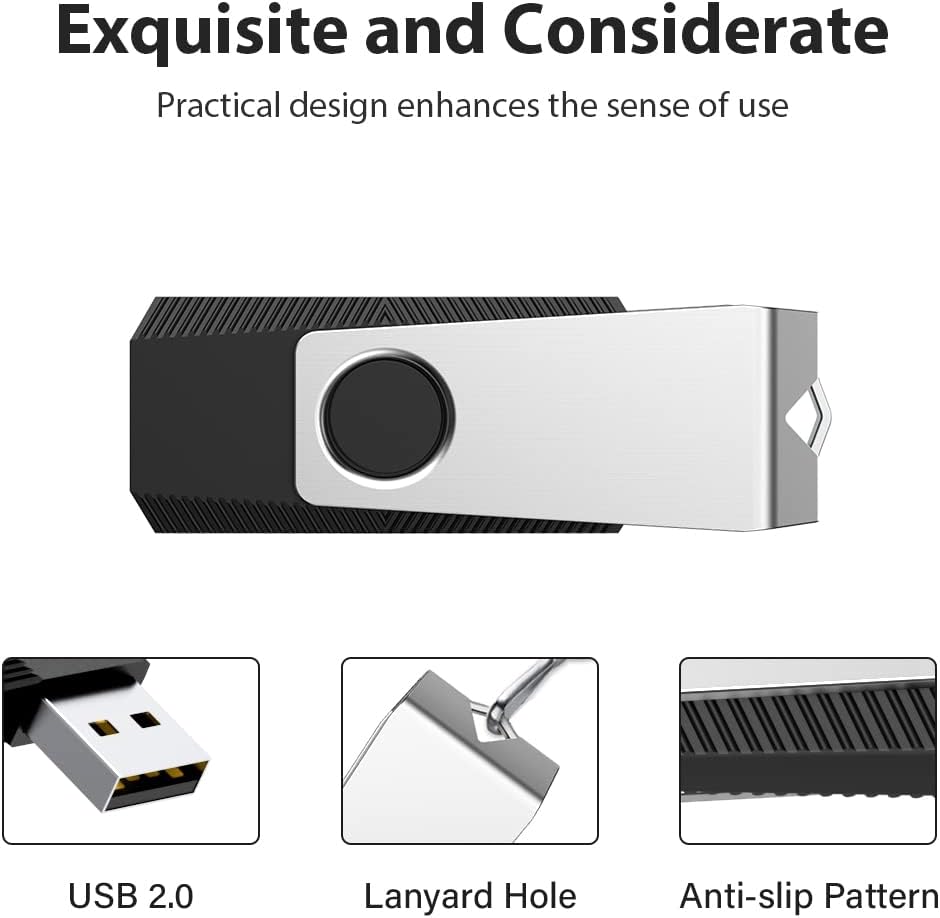 Aiibe 64GB Flash Drive 2 Pack 64GB USB Flash Drive Thumb Drive Zip Drive USB 2.0 Memory Stick USB Drive with Keychain (64G, 2 Colors: Black Green)