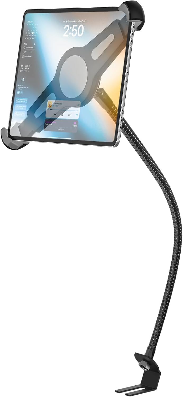 Gooseneck Car/Truck Seat Rail Tablet Holder Mount for 9.5"-14.5" iPad, Heavy Duty Car Floor Bolt Tablet Mount for iPad Pro 11, 12.9/Air, Galaxy Tabs, Surface Pro/Go, Tablets, Other 13" Devices
