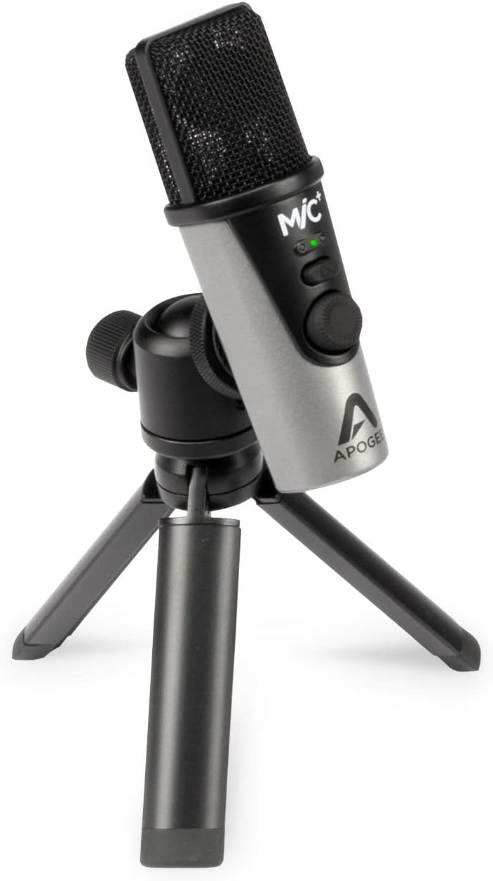 Apogee MiC Plus - Studio Quality USB Microphone with Cardioid Condenser Mic Capsule, Built In Mic Pre-Amp & Zero-Latency Headphone Output