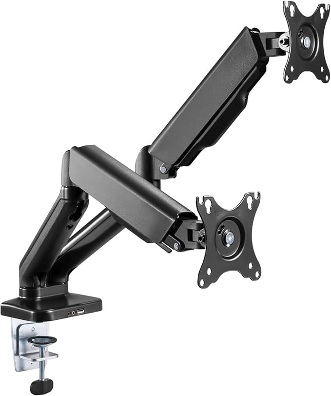 Dual Spring LCD Monitor Arms with USB and Multimedia Ports for: ViewSonic VA2247-MH 22 Inch Full HD 1080p Monitor with Ultra-Thin Bezel 75 Hz Eye Care for Home and Office