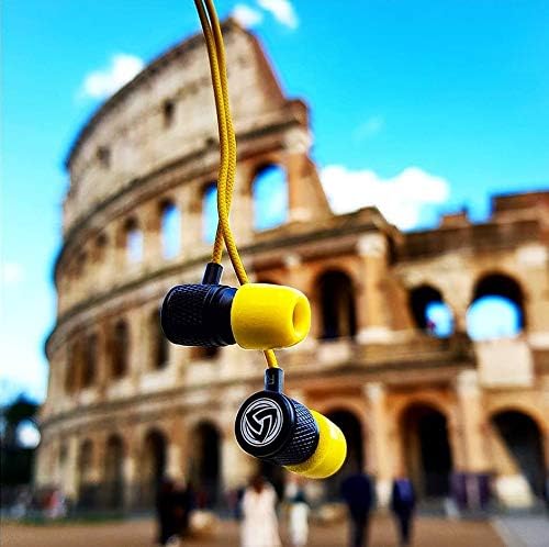 LUDOS Ultra Wired Earbuds in-Ear Headphones, 5 Years Warranty, Earphones with Microphone, Noise Isolating Ear Buds, Memory Foam for iPhone, Samsung, School Students, Kids, Women, Small Ears - Yellow