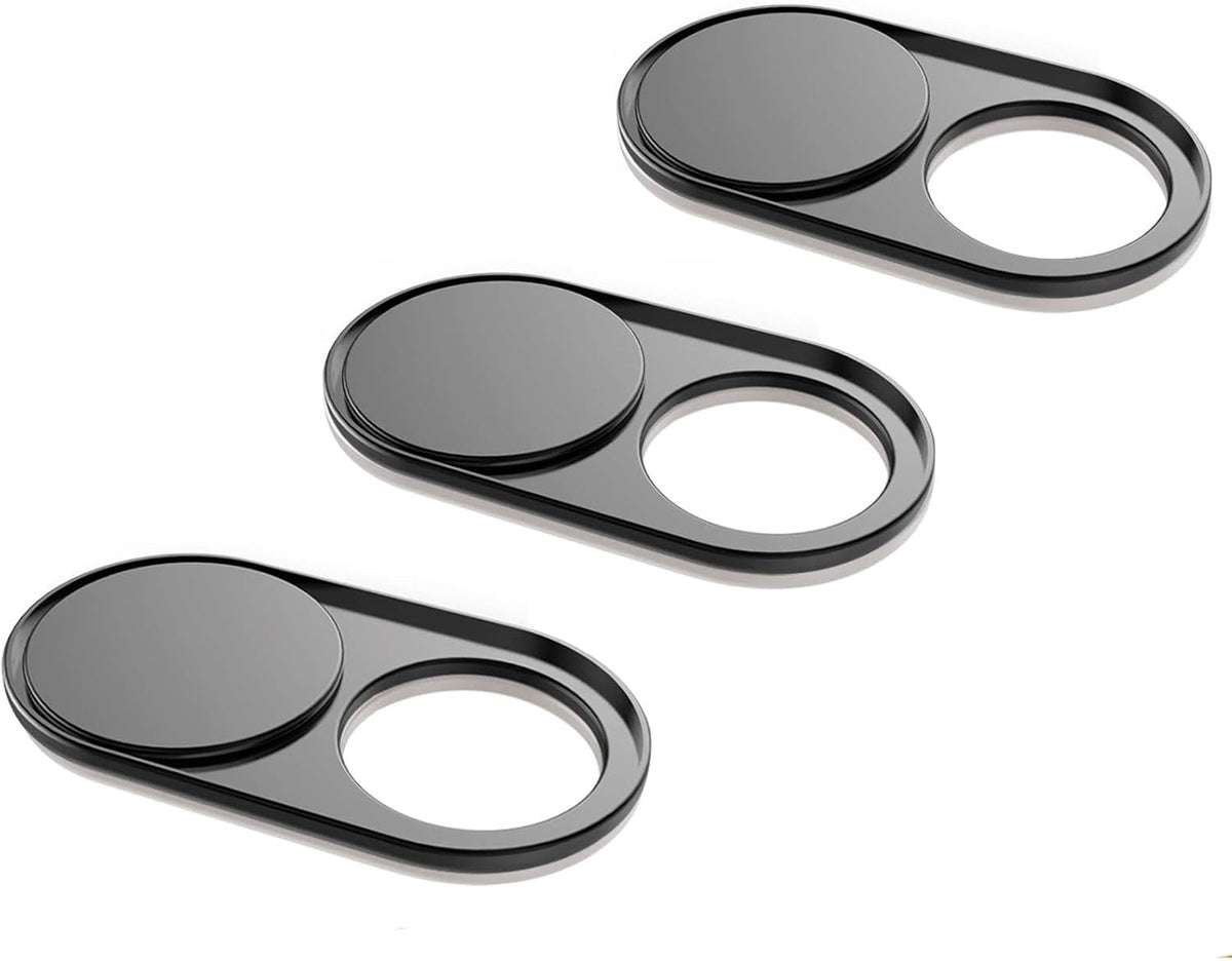 Webcam Cover Slide 0.027in Ultra Thin Metal Magnet Web Camera Cover for Macbook Pro Laptops Smartphone Mac PC Tablets for Echo Spot Show Protecting Your Privacy Security Black(3 packs)