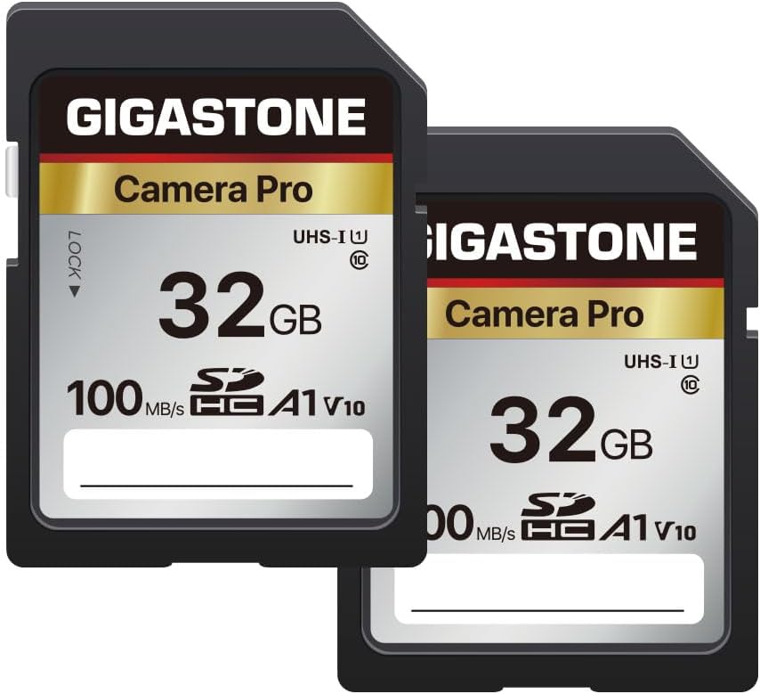 Gigastone 5-Years 32GB 2-Pack, A1 V10 2 Data Recovery SD Card Camera Pro, SDHC Memory Card Compatible with SPYPOINT
