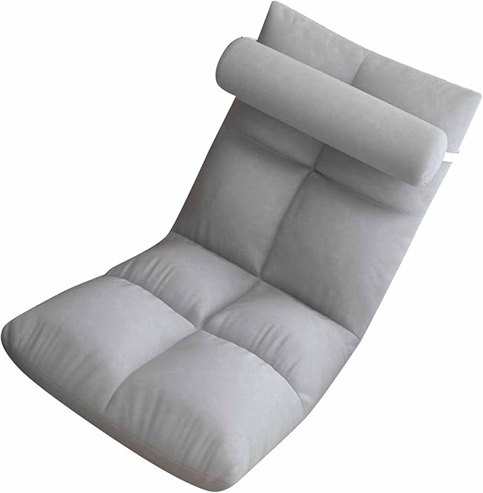 Tyenaza Folding Lazy Sofa Chair Luxuriously Soft Floor Chair with Adjustable Backrest for Living Room Lounge and Gaming(高级灰)