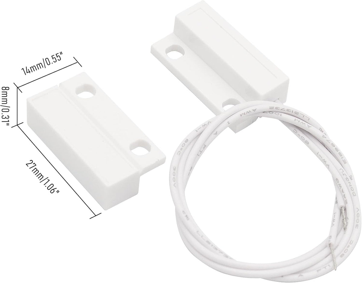FOCMKEAS 2 MC-38 Magnetic Reed Switch Wired Surface Mount Normally Closed NC Contact Sensor Alarm Magnetic Door Switch