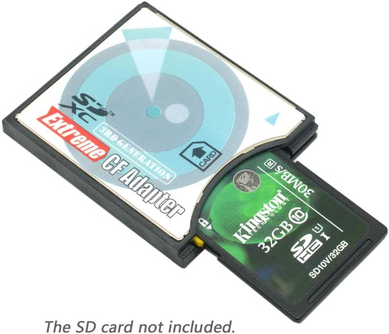Abuycs SD/SDHC/MMC/Eye-Fi 50D, 5D 5D 7D D200, D300, D900 Extreme Speed Card to Compact Flash CF Type II Adapter