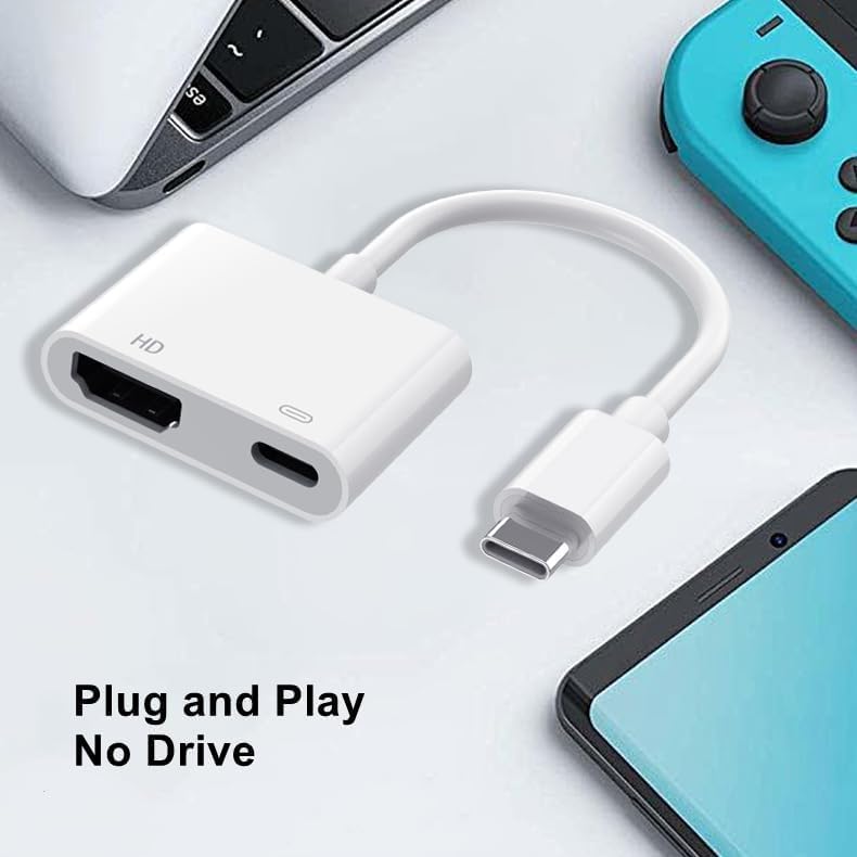 AIRSKY USB C to HDMI Adapter for iPhone 15/16, USBC to HDMI Adapter for iPhone to tv, 100W Fast Charging & 4K@60Hz, Compatible with iPhone 15, iPhone 16, MacBook Pro, iPad Pro