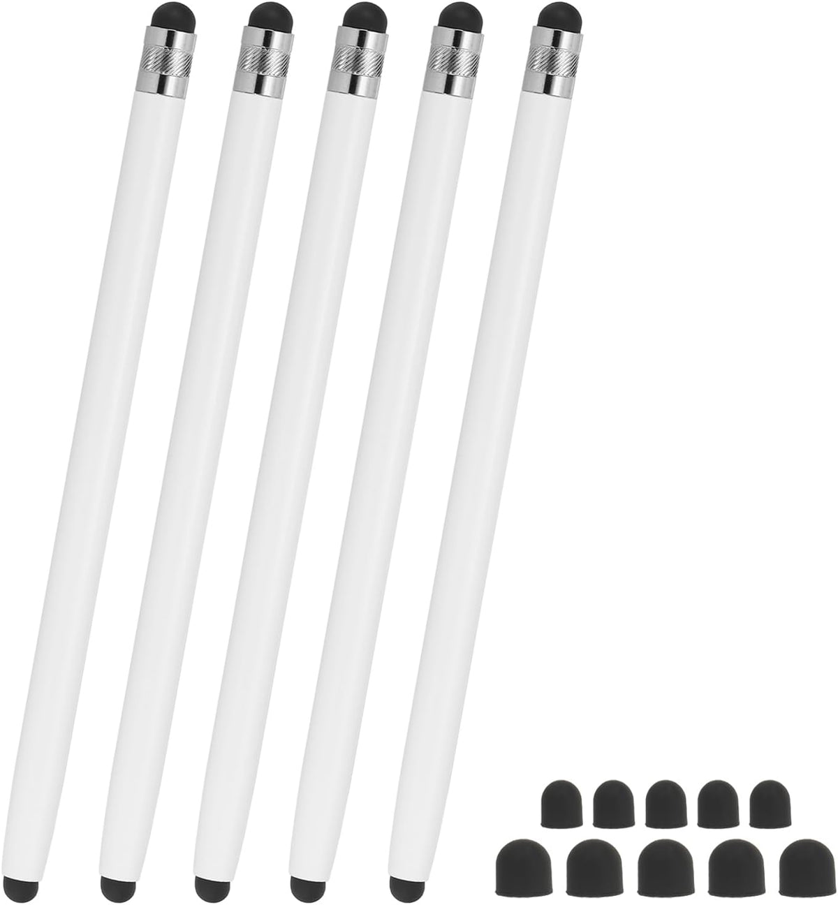 PATIKIL 5 Pcs Stylus Pens for Touch Screens, 2 in 1 High Sensitivity Universal Pen Capacitive Stylus for Phone Tablets Laptop Touch Screen Devices, White