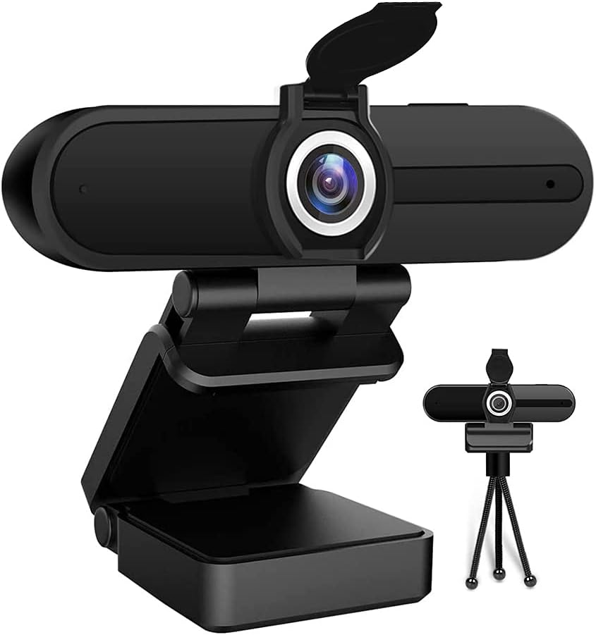 HDZIYU 4K 8MP Webcam with Microphone and Tripod, USB Web Camera for PC and Laptop, Widescreen for Video Calling