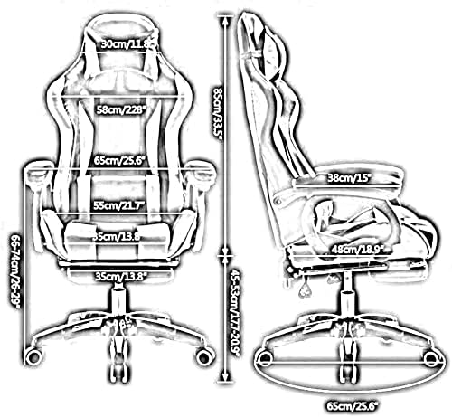 Office Chair E-Sports Chair Ergonomic Office Chair Swivel Leather Table and Chair High Back Multifunctional Gaming Chair Chair (Color : Black White) Needed