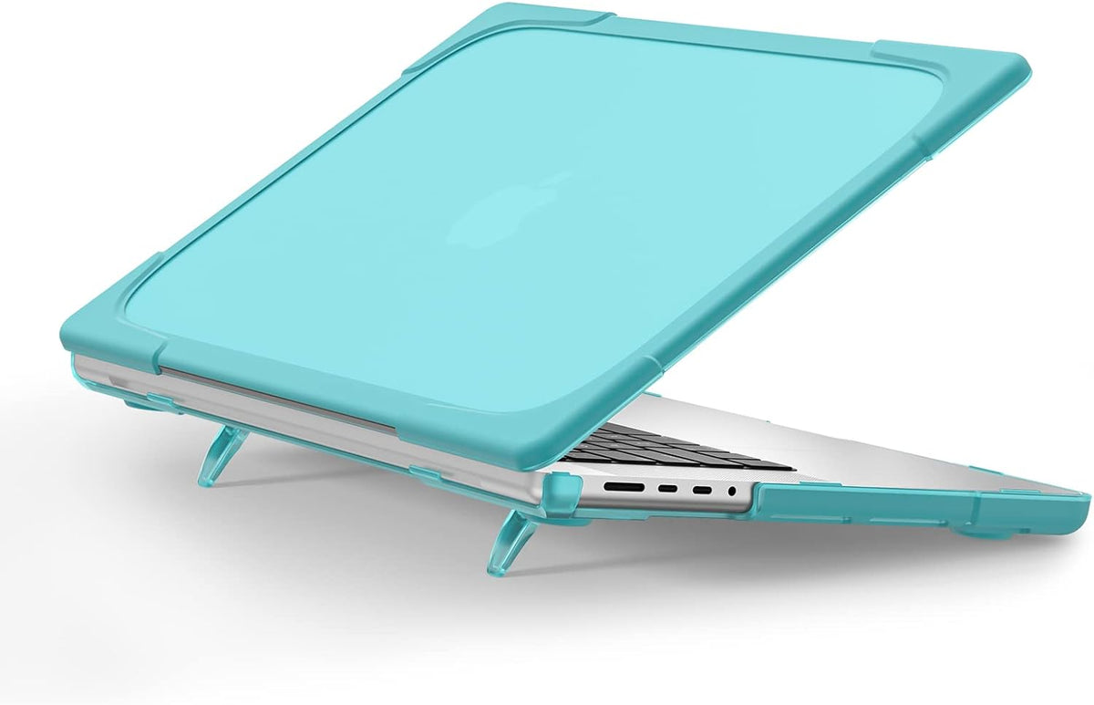 Batianda Compatible with New MacBook Pro 16 inch Case 2024 M4 Chip 2023 2021 Release with M3 M2 Pro Max, Heavy Duty Protective Plastic Hard Shell with Fold Kickstand & Keyboard Cover Protector, Blue