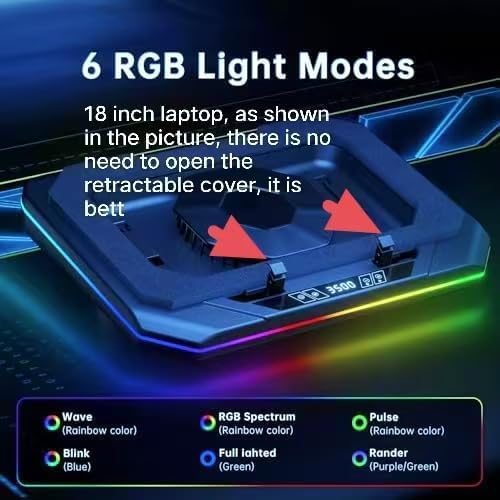 Cooling Pad for Asus ROG Zephyrus G16 G14 G15 M16 M15 S S17 Zephyrus Duo 16 15 ROG Flow X16 Gaming Laptopwith Powerful Turbo Cooling Fan Can Fast Cooling CPU+GPU 40°C 6 RGB Light ModeTouch Start