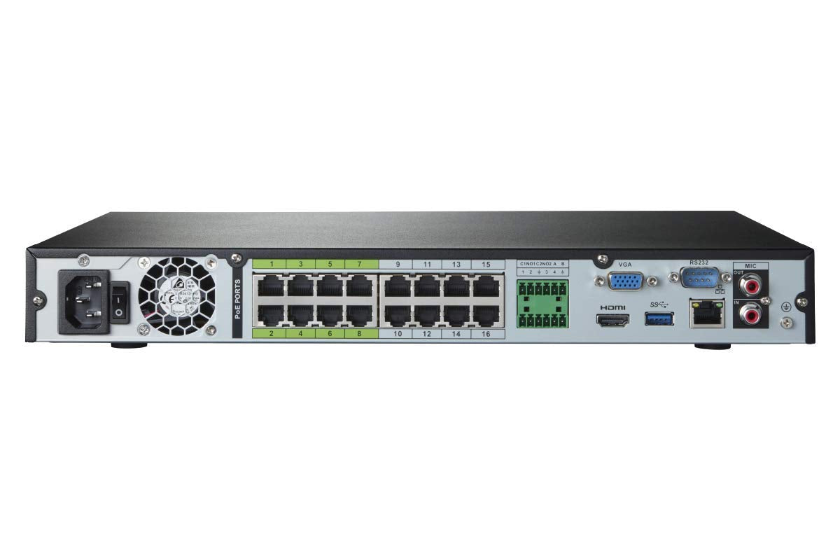 Lorex NC4K8-3216WB 32 Channel 4K Surveillance System with N882A38B 8TB 4K Fusion NVR, 16 Port ACCLPS263B POE Switch and 16 E841CA-E 8MP White Bullet