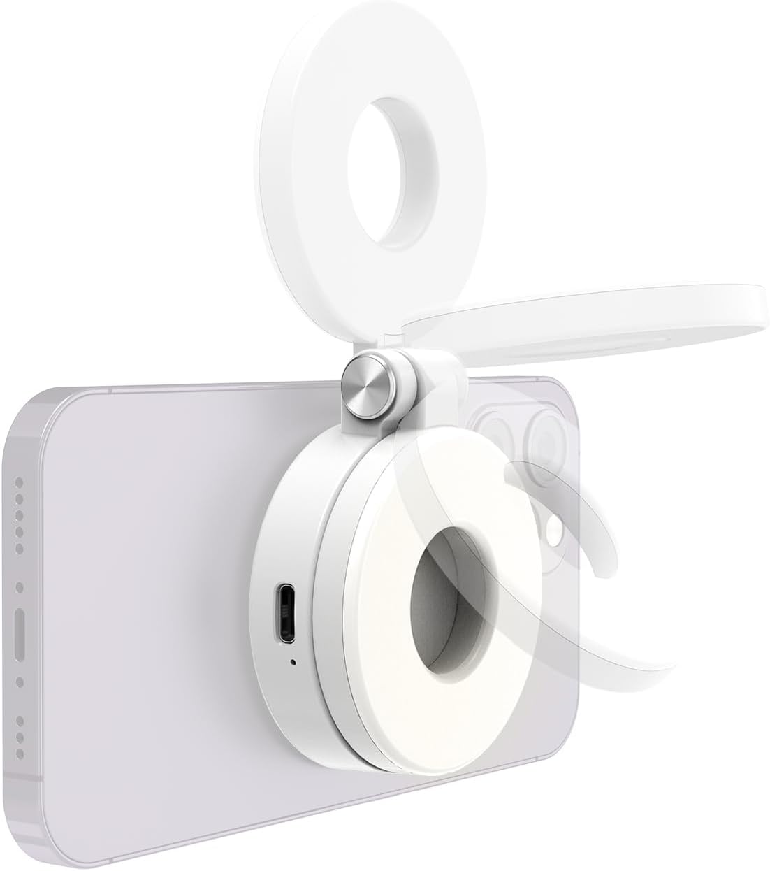 KraftGeek Magnetic Selfie Light for iPhone Magsafe, Portable Phone Ring Light for Video Recording, Rechargeable Lightweight Travel LED Cell Phone Light, White