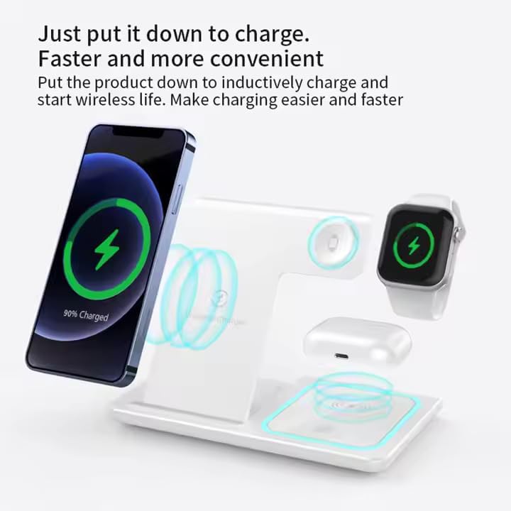 3-in-1 Wireless Charger for iPhone 16/15/14/13/12/11, Apple Watch All Series, AirPods 2/3/4/Pro – Wireless Charging Station for Multiple Devices Apple