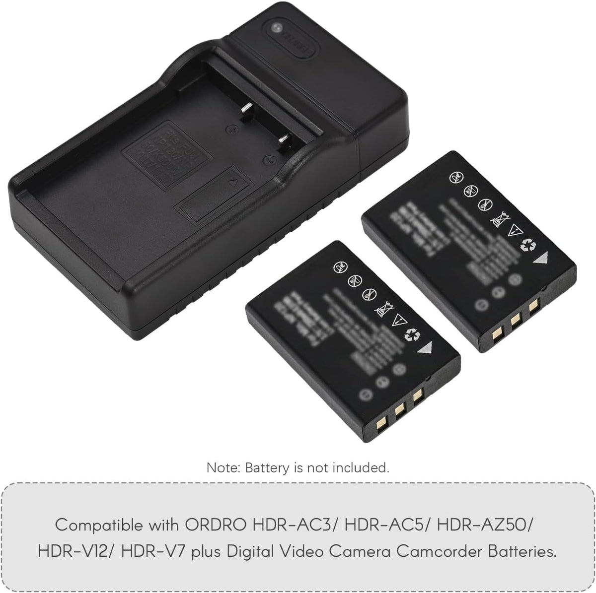 Andoer NP-120 HDR-AC3/ HDR-AC5/ HDR-AZ50/ HDR-V12/ HDR-V7 Battery Charger with LED Indicator Type-C Port & USB Cable