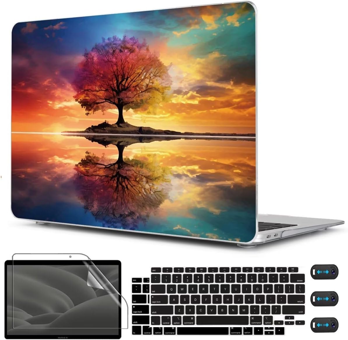 CISSOOK Compatible with MacBook Air 13 inch Case 2021, 2020-2018 Release Model M1 A2337 A2179 A1932, Protective Plastic Hard Shell Case Cover for MacBook Air 13-inch with Touch ID, Tree Landscape