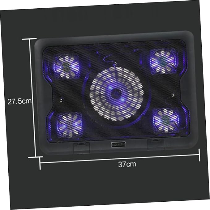 USB Laptop Cooling Pad Fans Multi-Angle Adjustable Stand -Skid Base Design for Optimal Heat Dissipation Quiet Compatible Laptops Black
