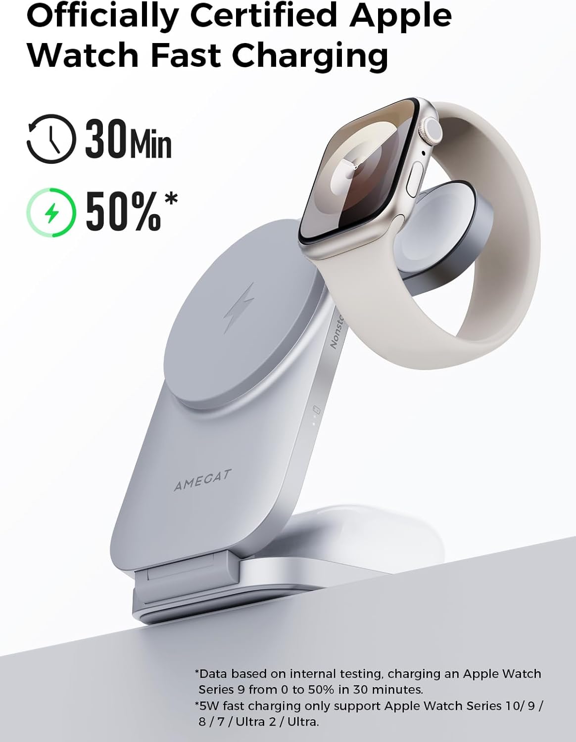 MagFusion Z 3-in-1 Charging Station Compatible with MagSafe, Qi2 Certified 15W Wireless Foldable Charger, for iPhone 16/15/14/13/12, AirPods 4/3/2/Pro, Apple Watch Charger, Silver