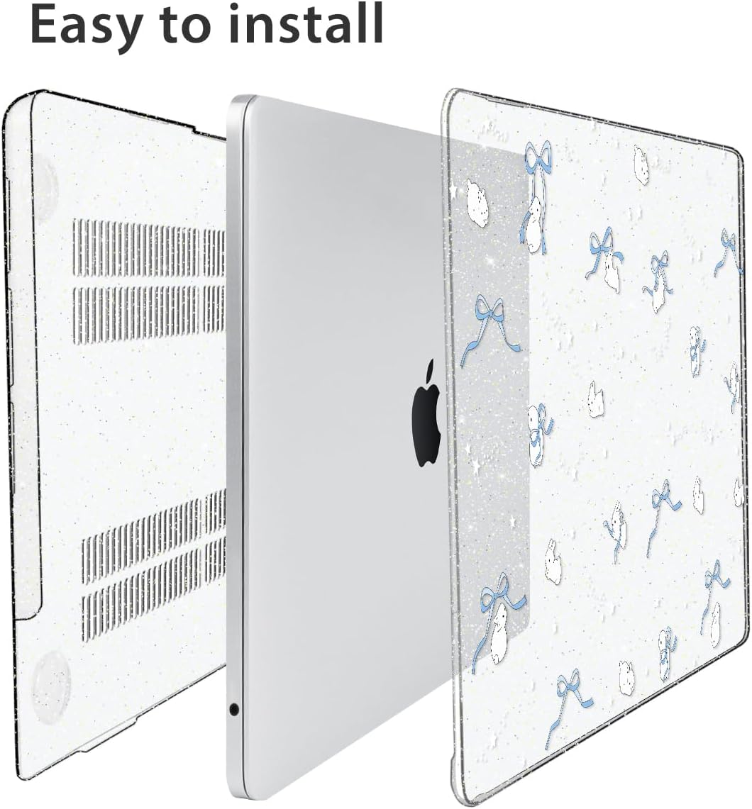 for 2025 2024 2023 2022 MacBook Air 13 inch Case M4 A3240 M3 A3113 M2 A2681 with Touch ID& 13.6" Liquid Retina Display, Plastic Hard Shell&Keyboard Cover&Screen Film&Webcam Cover, Bunny-B