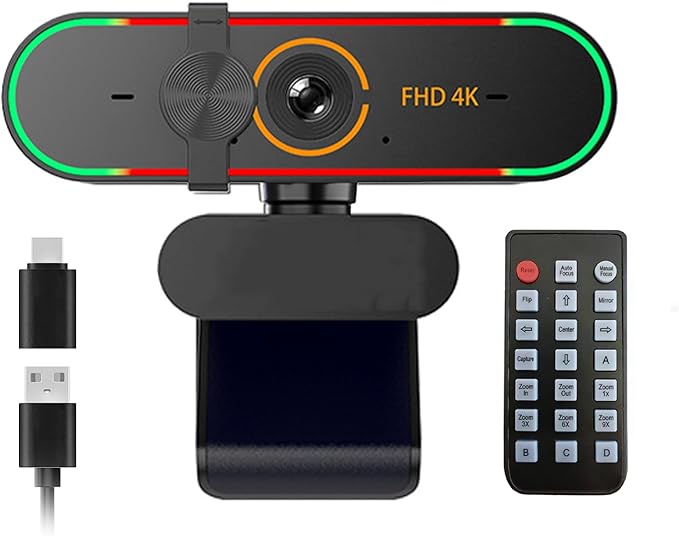 4K Webcam for Gamingwith Microphone&amp Privacy Cover &amp Plug&ampPlayWorks Zoom/Teams/Skype/Google Meet