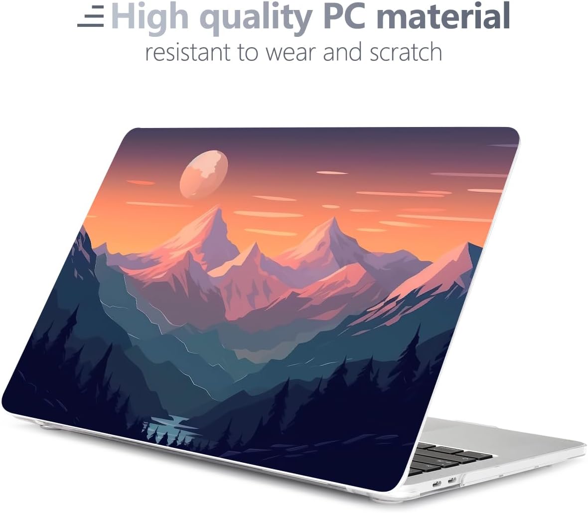 Batianda Design Case for M1 MacBook Air 13 Inch Model A2337 A2179 A1932 2021 2020 2019 Release,3D Painted Landscape Series Hard Shell with Keyboard Cover & Screen Protector, Sunset