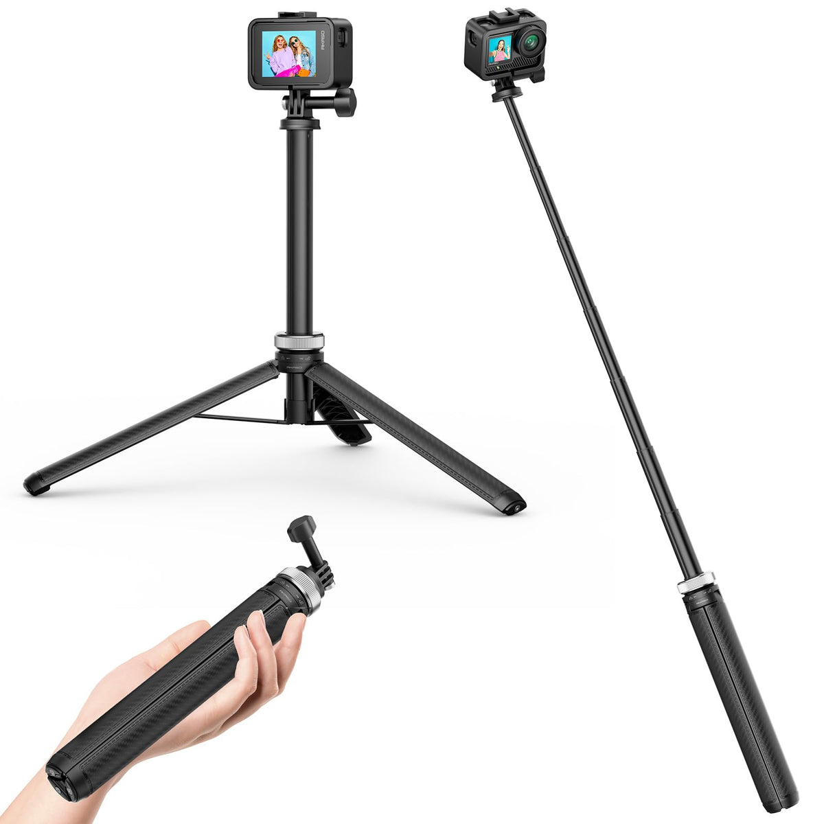 AKASO 160cm Selfie Stick Extendable Tripod Stand for GoPro Hero 13/12/11/10/9/Max, DJI Osmo Action 5/4/3, AKASO EK7000/Brave 4/Brave 7 LE Action