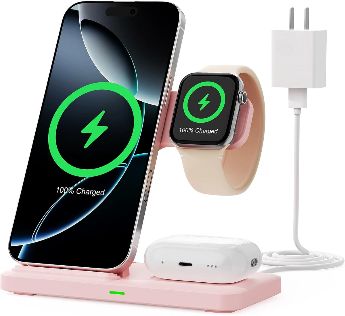 2025 3 in 1 Wireless Charger for iPhone 16 15 14 13 12 11 XR 8, Apple Charging Station for Apple Watch 10/9/Ultra/8/7/SE/6/5/4 & AirPods Series, Wireless Charging Station for Multiple Devices Apple