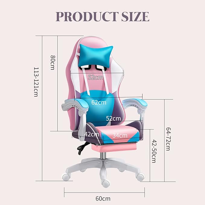 XOOFMASS RGB LED Gaming Chair for Adults Ergonomic Video Game Chair with Speakers Lumbar Support Office Chair Reclining Computer Chair with Footrest PU Leather Chair with Adjustable BackrestPink