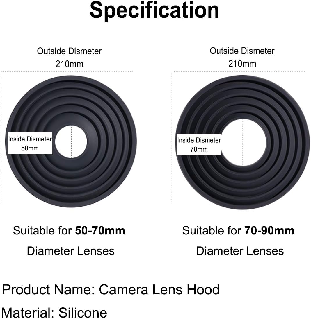70-90mm Camera Lens Hood Collapsible Reversible Filter Thread Rubber Digital Hood DSLR Cap Shade (For Lens)