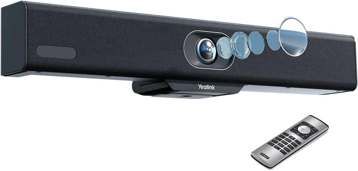Yealink Video Conference Camera, 4K Webcam, 120° Ai Auto Framing, 8 Microphone Arrays & Speaker Tracking, Ai Noise Cancellation Teams Certified, Meetingbar A10 All-in-one Conference Room Camera System