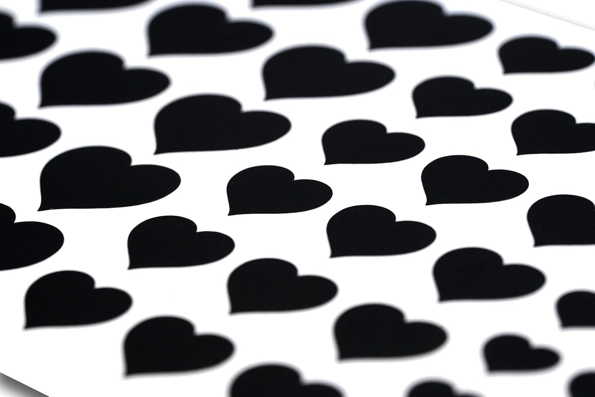 Blocked Stackable Webcam/Camera Vinyl Covers | 57 Low-Tack Restickable Webcam Sticker | 3-Sizes | Black 57-Pack Hearts (Muted Matte)