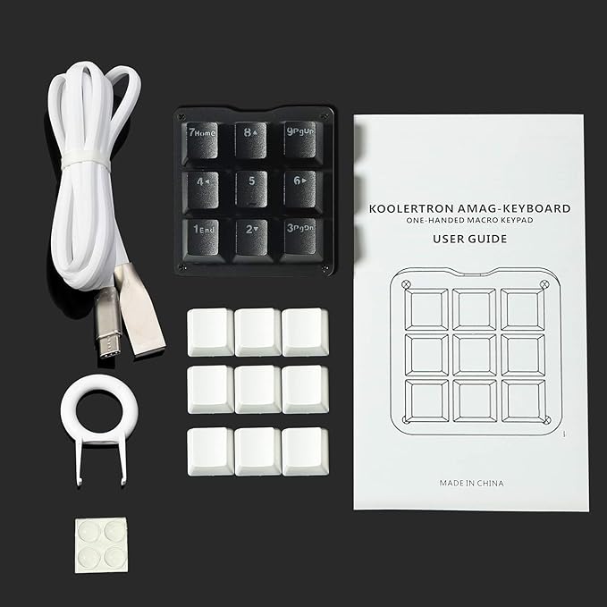 Koolertron Mechanical Numpad Macro Keyboard 9-Key Numeric Keypad LED Backlit Gaming Keyboard Fully Programmable Number Pad Keyboard Computer High Ground Mechanical Macro Number Keypad
